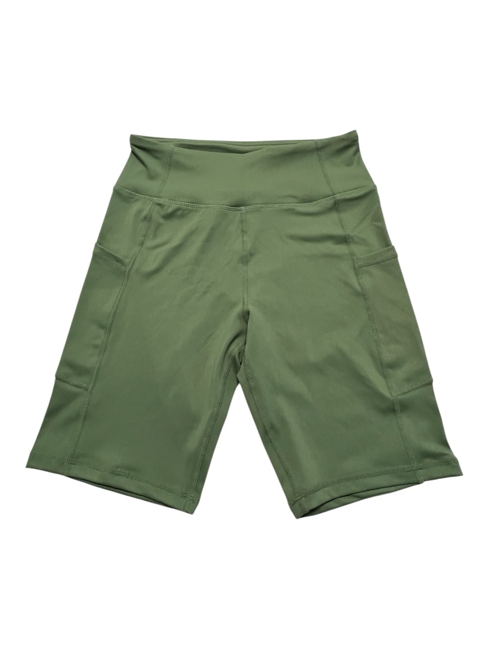 🆕 NWOT APEXUP Olive Green High Waist Biker Shorts Side Pockets | Size Small